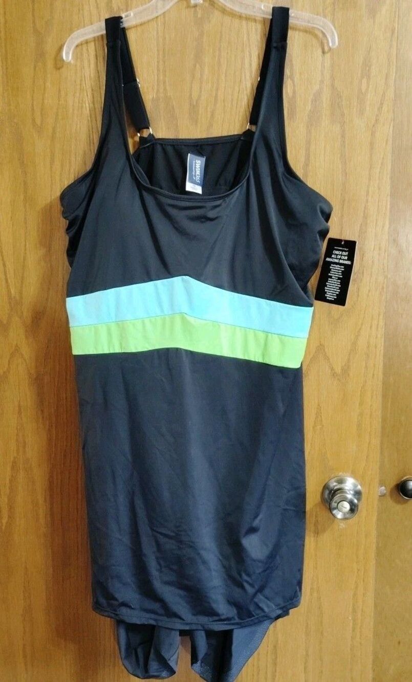 Swim 365 Womens Plus Sz 28 Swimsuit Dress NEW Shorts Built Bra Beach One Piece